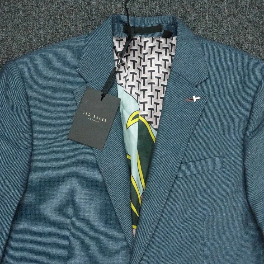 Ted Baker Blazer Mens Medium Blue Core Linen Blend Sport Coat